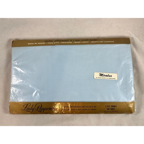 Lady Pepperell Miralux Percale Double Flat Sheet Solid Blue New Dead Stock - Picture 1 of 8
